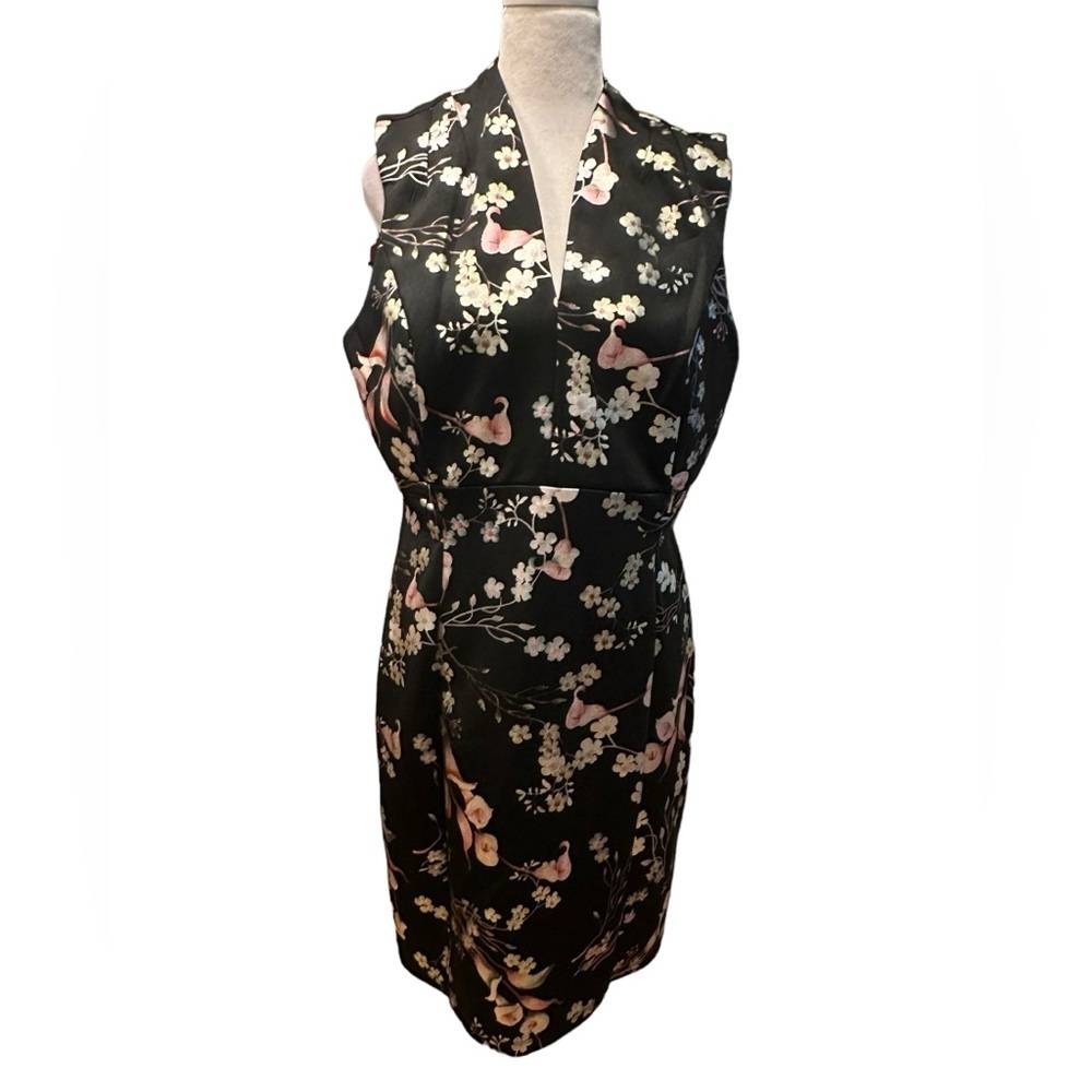 Stella & Julie black floral print dress size 12